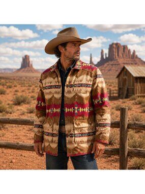 Polo Ralph Lauren Mens L Rare Southwest Aztec Hunting Chore Western Barn Jacket